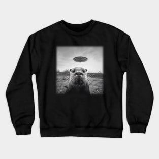 Funny Otter Selfie with UFOs Crewneck Sweatshirt